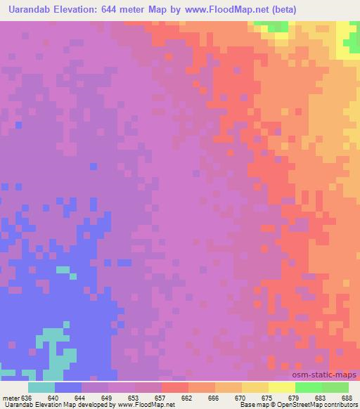 Uarandab,Ethiopia Elevation Map