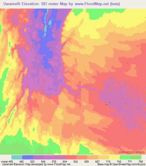 Uaramelli,Ethiopia Elevation Map