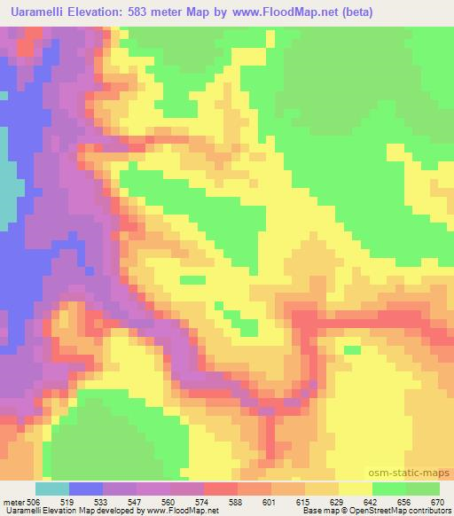 Uaramelli,Ethiopia Elevation Map