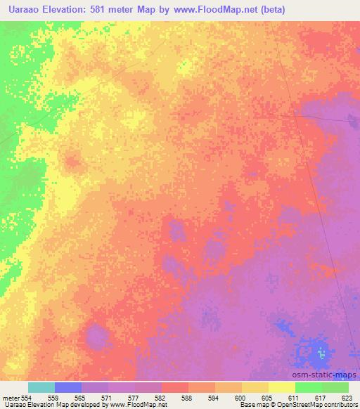 Uaraao,Ethiopia Elevation Map