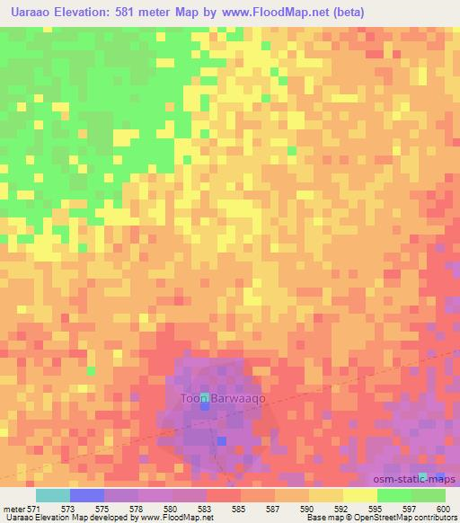Uaraao,Ethiopia Elevation Map
