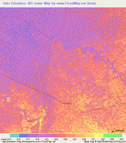 Ualo,Ethiopia Elevation Map