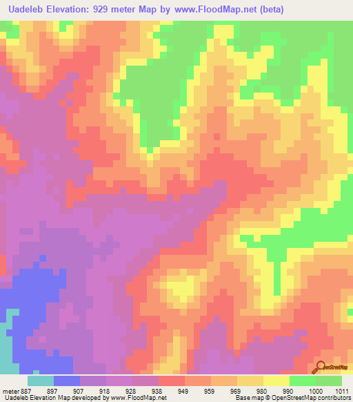 Uadeleb,Ethiopia Elevation Map