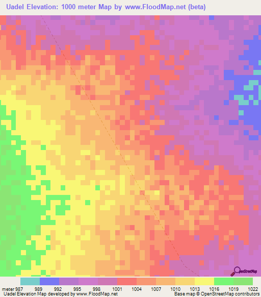 Uadel,Ethiopia Elevation Map