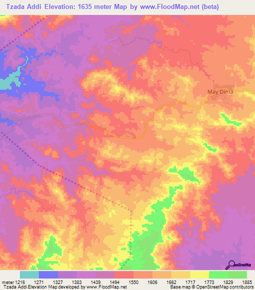 Tzada Addi,Eritrea Elevation Map