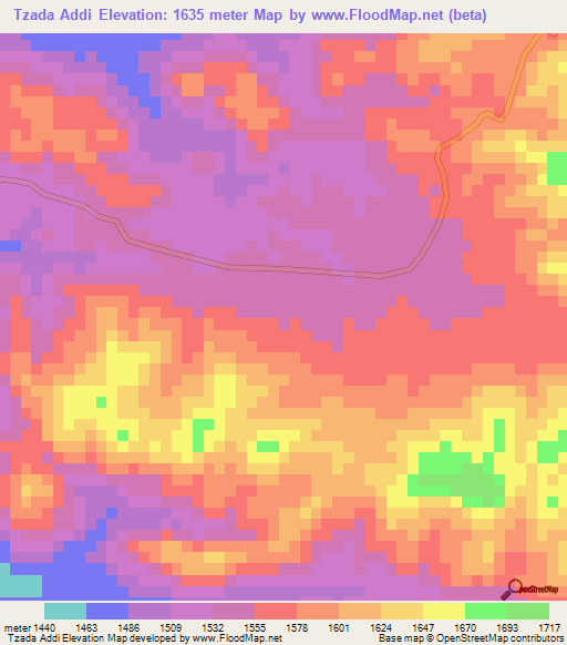 Tzada Addi,Eritrea Elevation Map