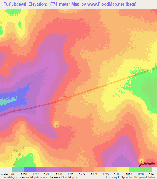 Tur`ubdeysi,Ethiopia Elevation Map