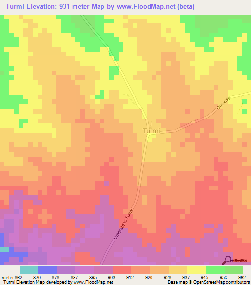 Turmi,Ethiopia Elevation Map