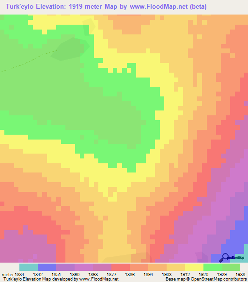 Turk'eylo,Ethiopia Elevation Map