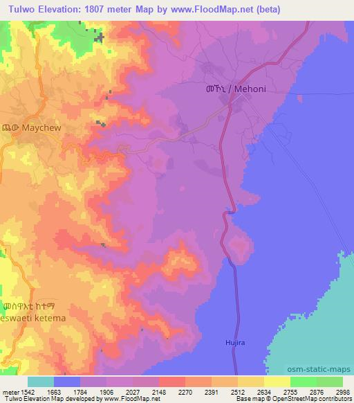Tulwo,Ethiopia Elevation Map