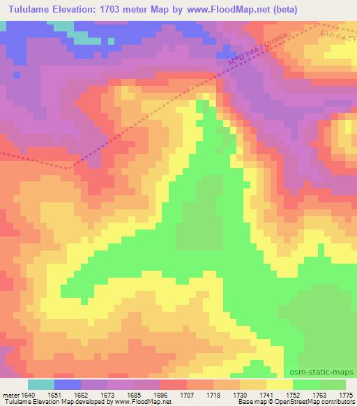 Tululame,Ethiopia Elevation Map