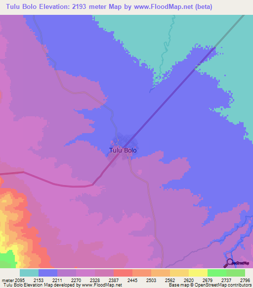 Tulu Bolo,Ethiopia Elevation Map