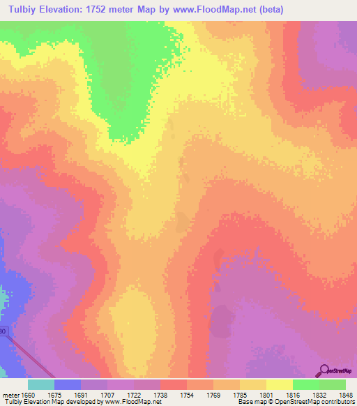 Tulbiy,Ethiopia Elevation Map