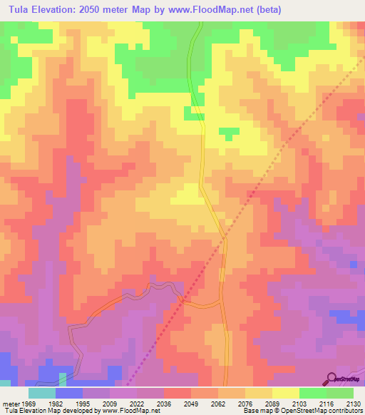Tula,Ethiopia Elevation Map