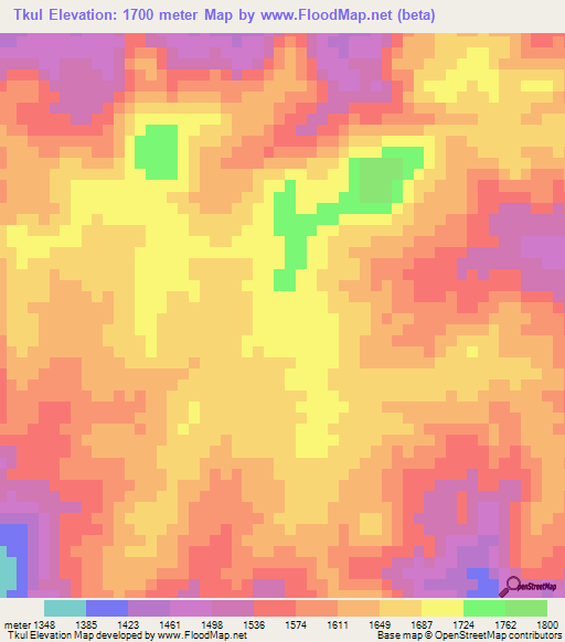Tkul,Eritrea Elevation Map
