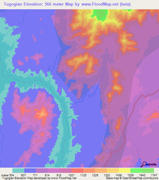 Tugogian,Ethiopia Elevation Map