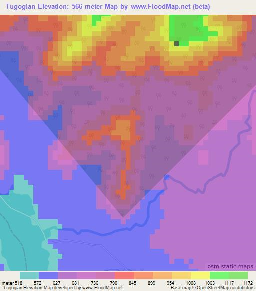 Tugogian,Ethiopia Elevation Map