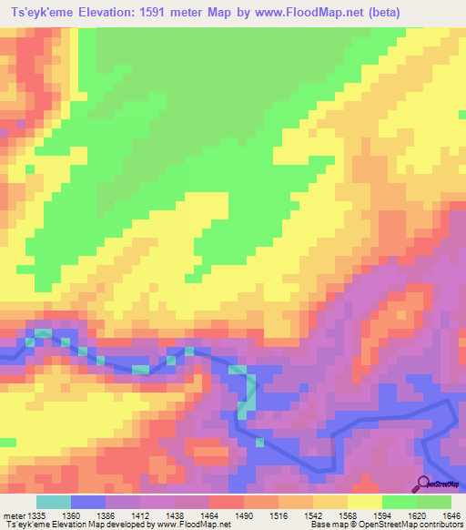 Ts'eyk'eme,Ethiopia Elevation Map