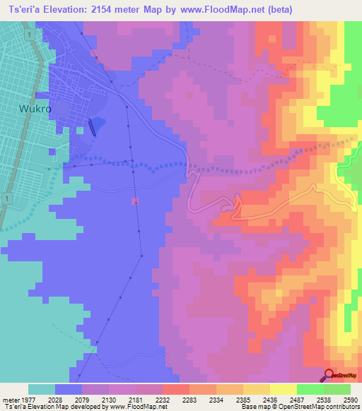 Ts'eri'a,Ethiopia Elevation Map