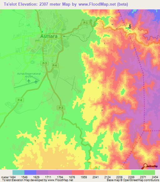 Ts'elot,Eritrea Elevation Map