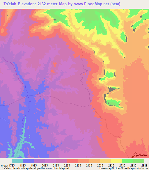 Ts'efah,Ethiopia Elevation Map