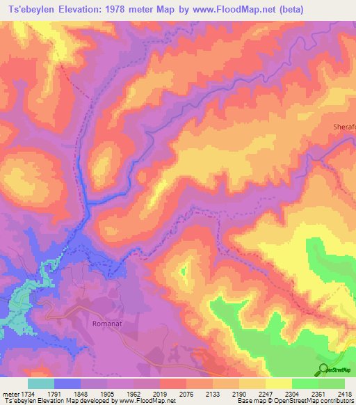 Ts'ebeylen,Ethiopia Elevation Map