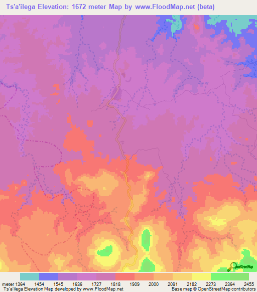 Ts'a'ilega,Ethiopia Elevation Map