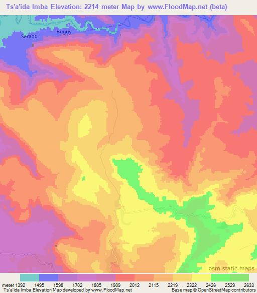 Ts'a'ida Imba,Ethiopia Elevation Map