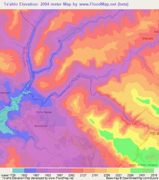 Ts'ahlo,Ethiopia Elevation Map
