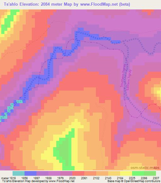 Ts'ahlo,Ethiopia Elevation Map
