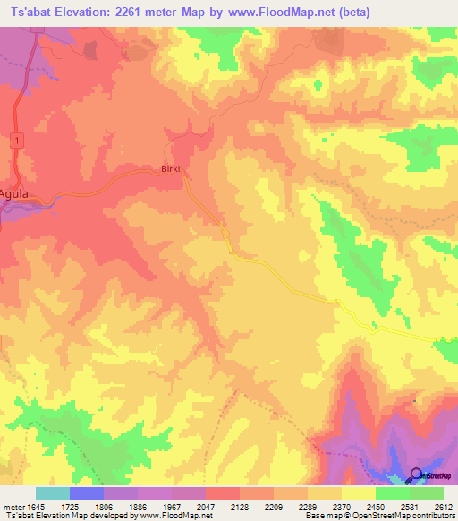 Ts'abat,Ethiopia Elevation Map