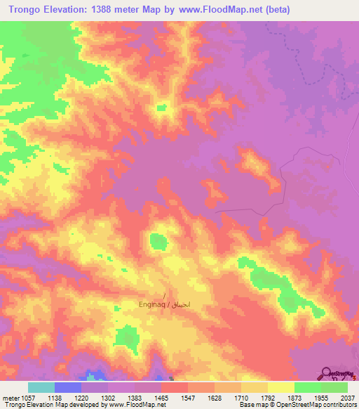 Trongo,Eritrea Elevation Map
