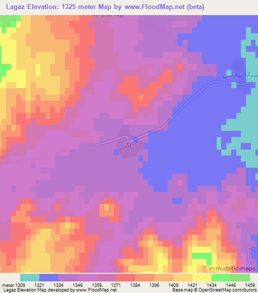 Lagaz,Iran Elevation Map