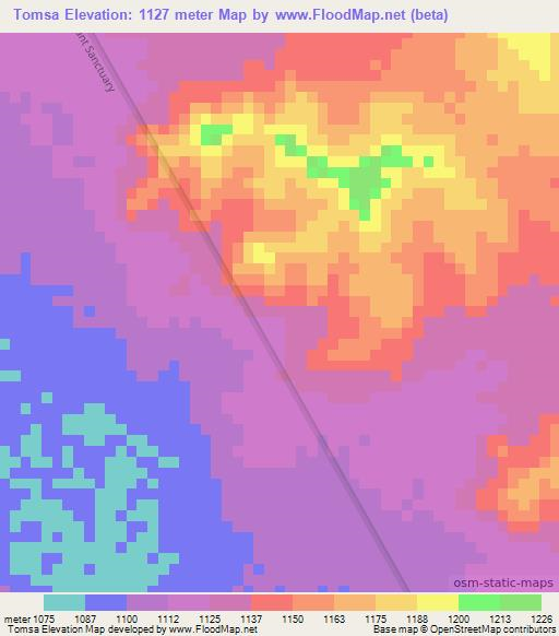Tomsa,Ethiopia Elevation Map