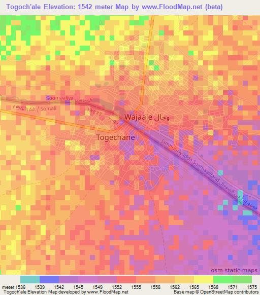 Togoch'ale,Ethiopia Elevation Map