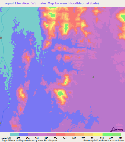Tognuf,Eritrea Elevation Map