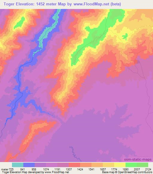 Toger,Ethiopia Elevation Map