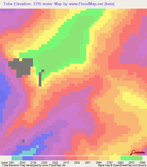 Toba,Ethiopia Elevation Map