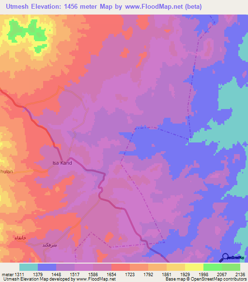 Utmesh,Iran Elevation Map