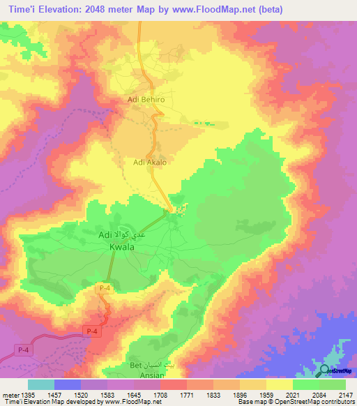 Time'i,Eritrea Elevation Map
