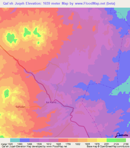 Qal`eh Juqeh,Iran Elevation Map
