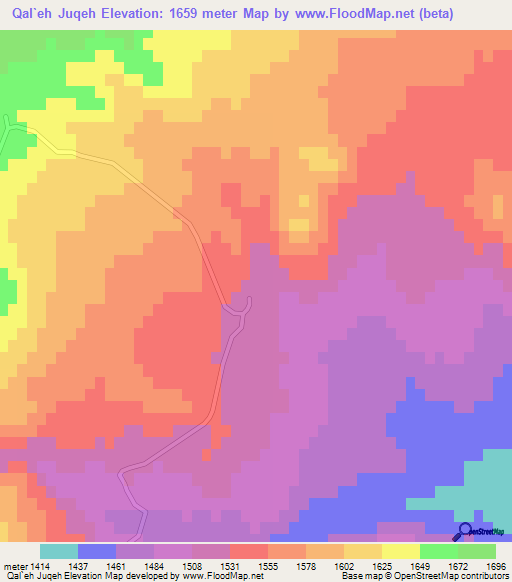 Qal`eh Juqeh,Iran Elevation Map