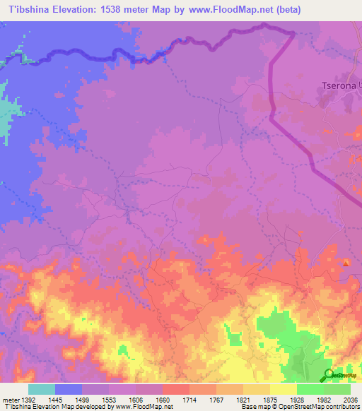 T'ibshina,Ethiopia Elevation Map