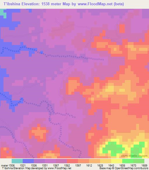 T'ibshina,Ethiopia Elevation Map
