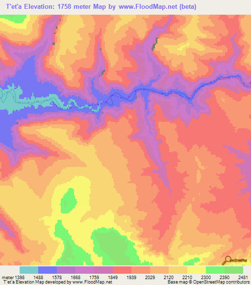 T'et'a,Ethiopia Elevation Map
