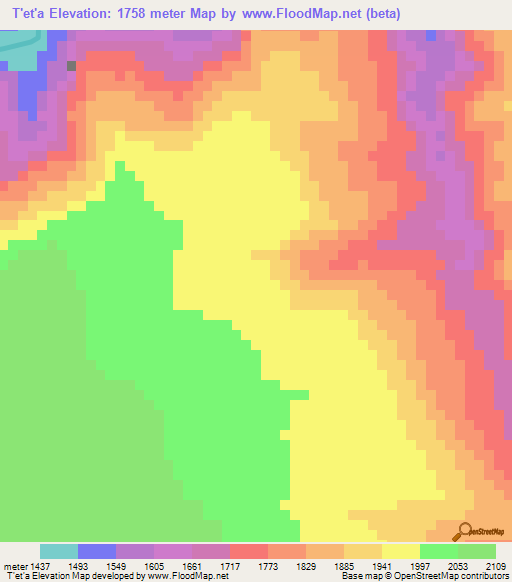 T'et'a,Ethiopia Elevation Map