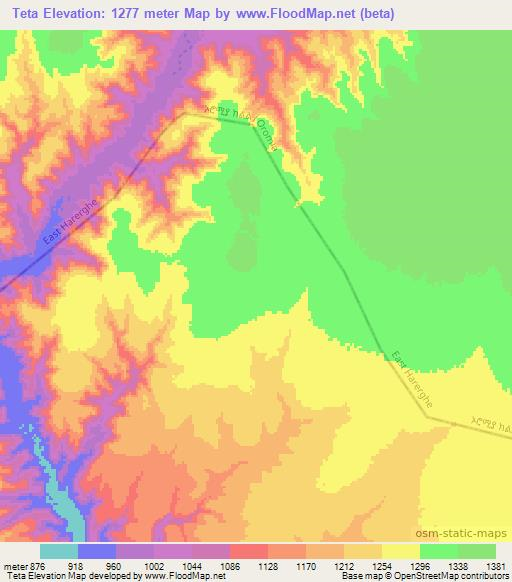 Teta,Ethiopia Elevation Map