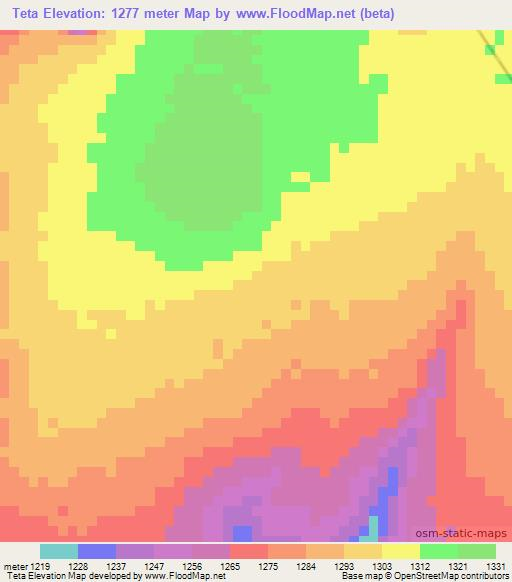 Teta,Ethiopia Elevation Map