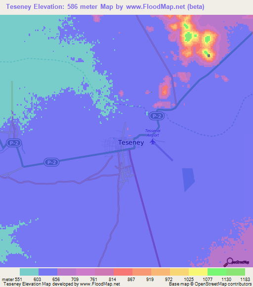 Teseney,Eritrea Elevation Map