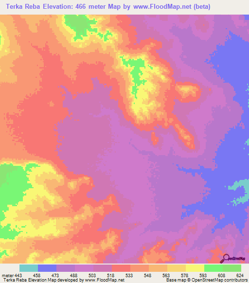 Terka Reba,Ethiopia Elevation Map